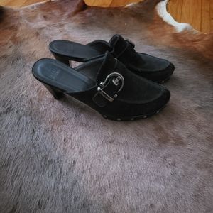 Stuart Weitzman Black Suede Studded Mule 10M